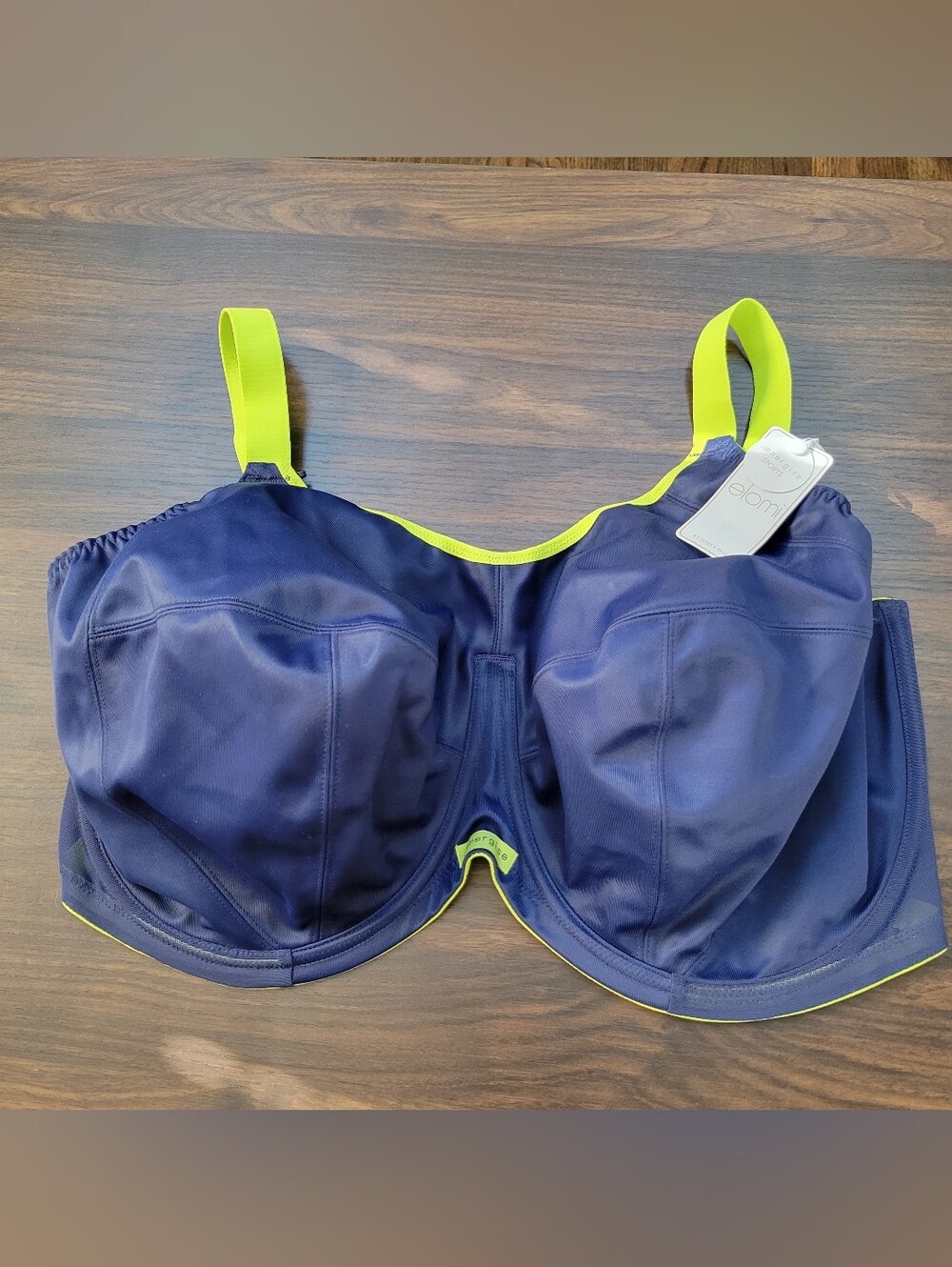 NWT Elomi Energise Navy Sports Bra Women Size 40M Support Gym Training Running